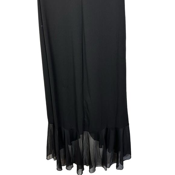 90s Vintage Taboo Sequin Embellished Black Ruffle High Low Midi Slip Dress Large - Picture 11 of 13